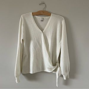 A New Day Cream Tie Waist Wrap Sweater